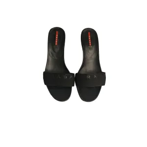Prada Sport Black Mesh Logo Kitten Heels