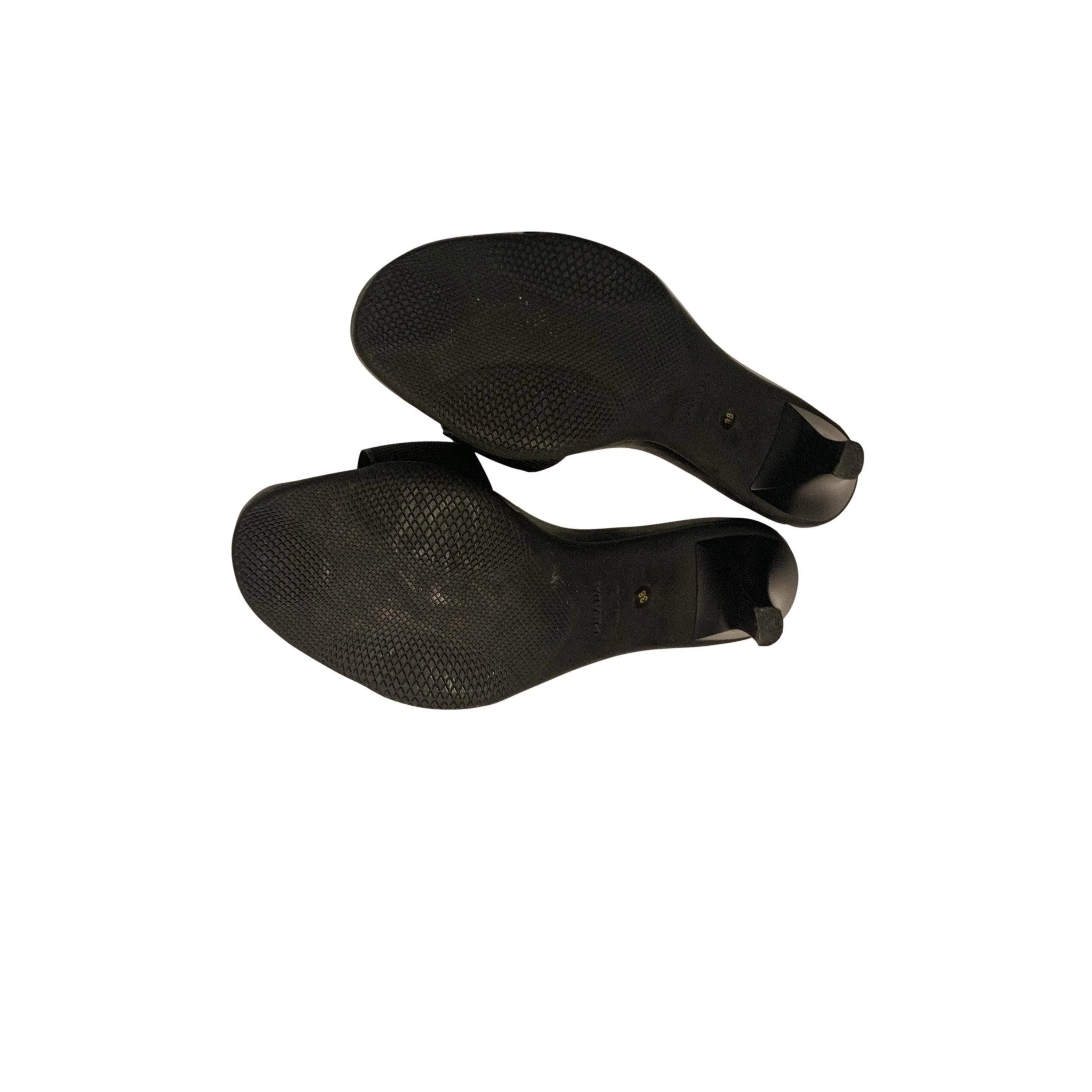 Prada Sport Black Mesh Logo Kitten Heels