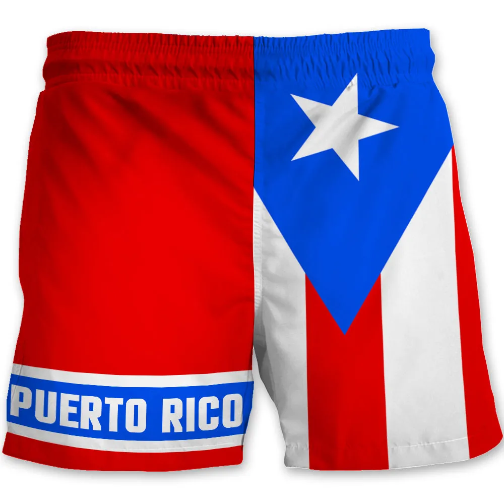 Puerto Rico Men Beach Shorts Coqui Frog And Flag