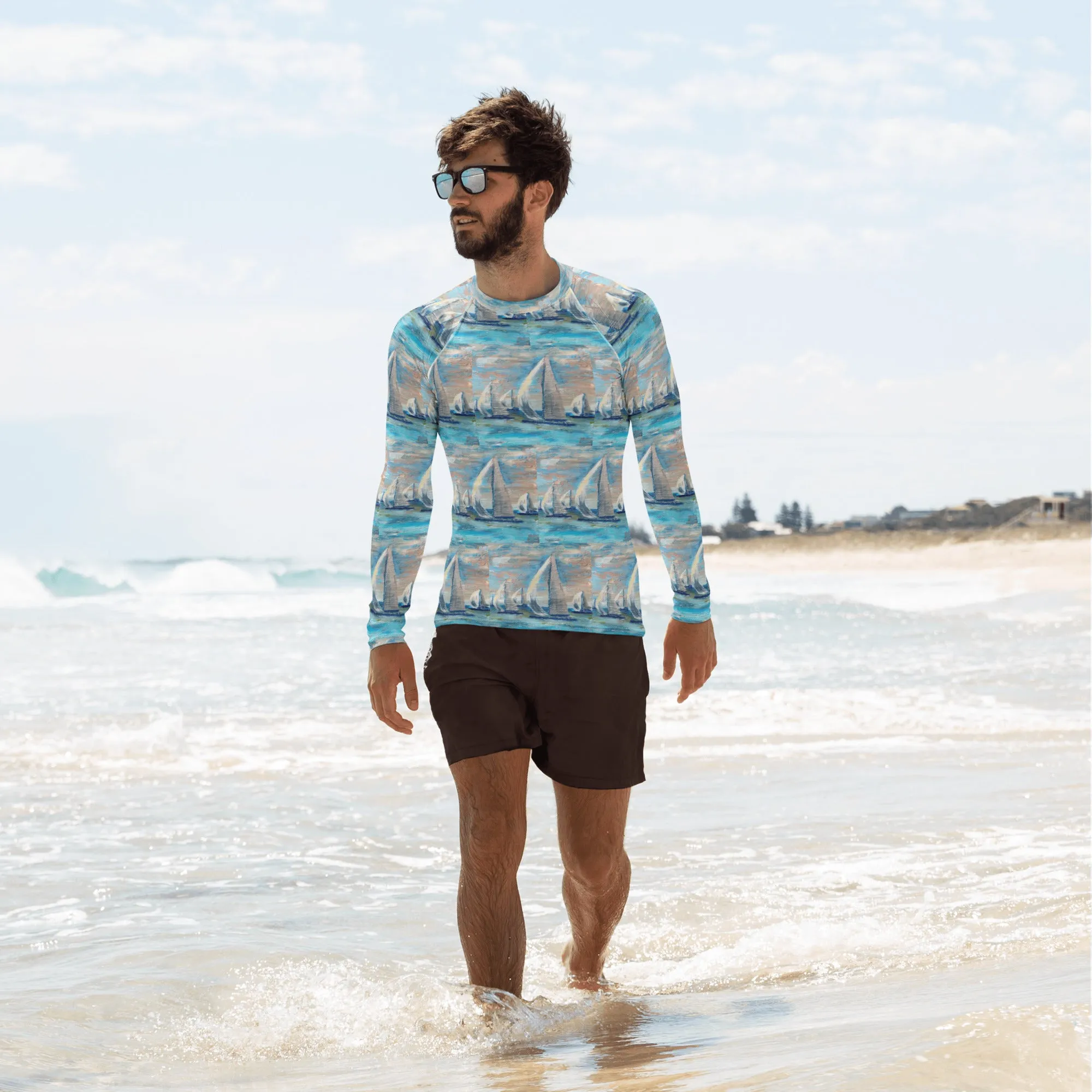 "Marina City" Men's Rash Guard/Long Sleeve Top