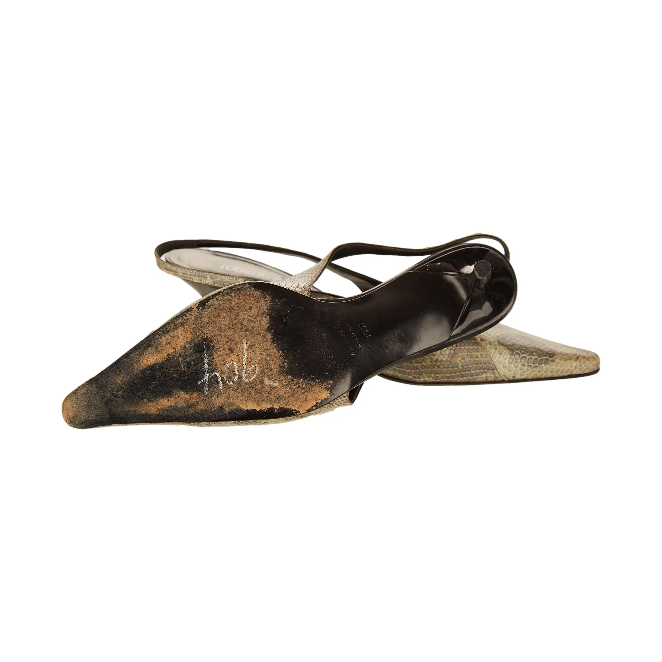 Roberto Cavalli Grey Snakeskin Heels