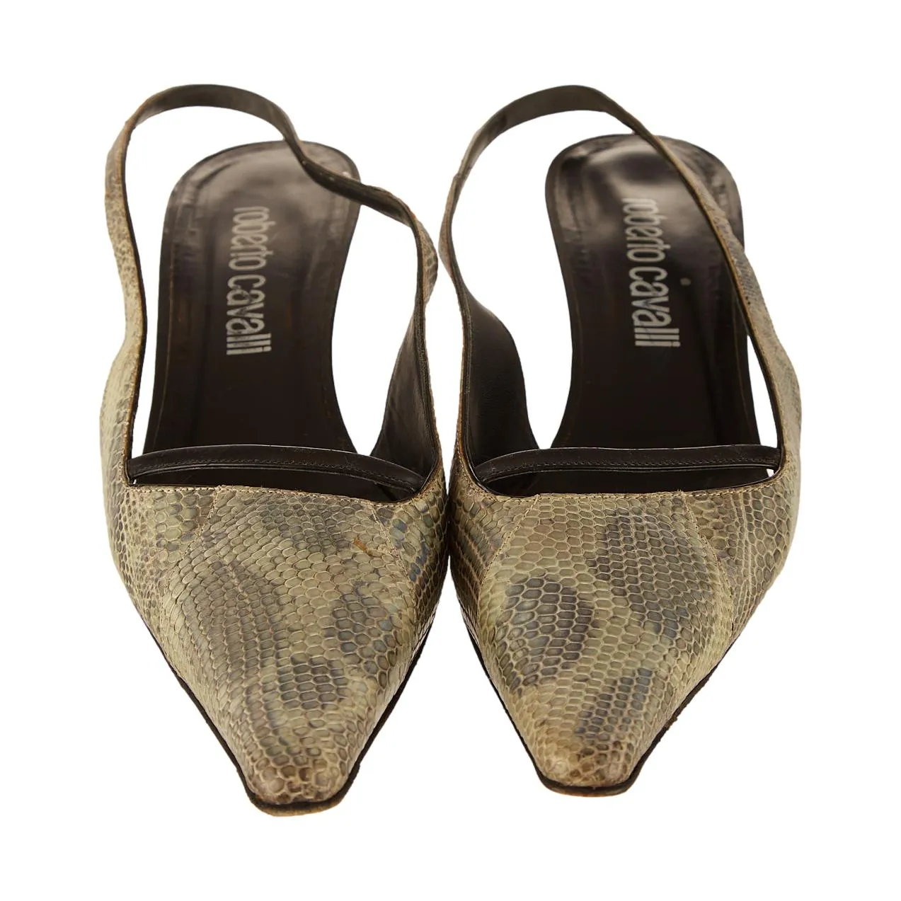 Roberto Cavalli Grey Snakeskin Heels