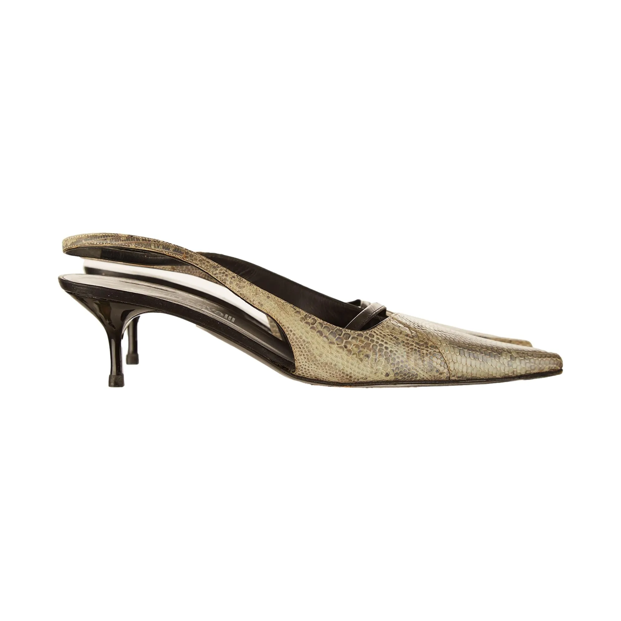 Roberto Cavalli Grey Snakeskin Heels