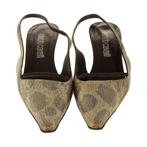 Roberto Cavalli Grey Snakeskin Heels