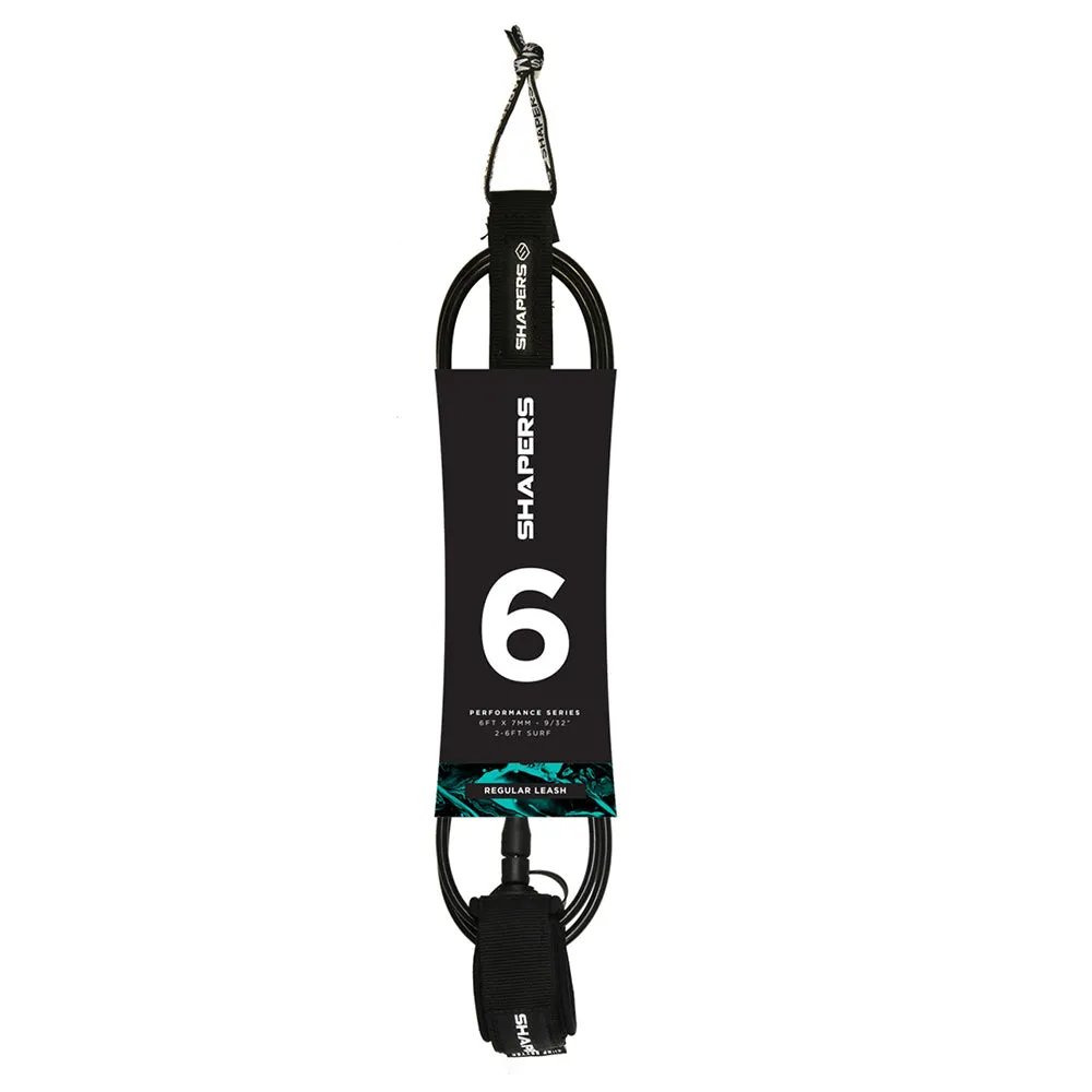 SHAPERS 6FT REGULAR SURF LEASH BLACK