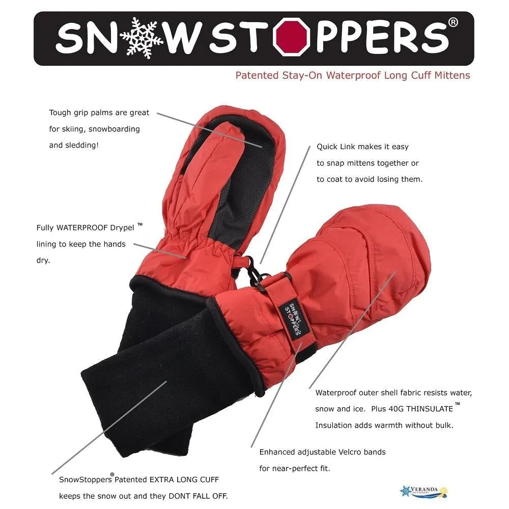 SnowStoppers Original Extended Cuff Mittens (Coral Pink/Fuchsia)
