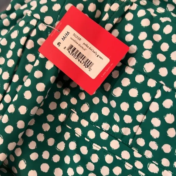 SPANX Sunshine Short 6” Polka Dot Kelly Green Beach Swim Trunks Shorts Medium