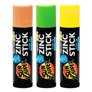 Sun Zapper Coloured SPF 50  Zinc Stick 3 Pack - Skin/Green/Yellow