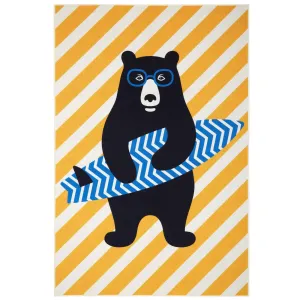 Surfer Bear Kids Machine Washable Area Rug