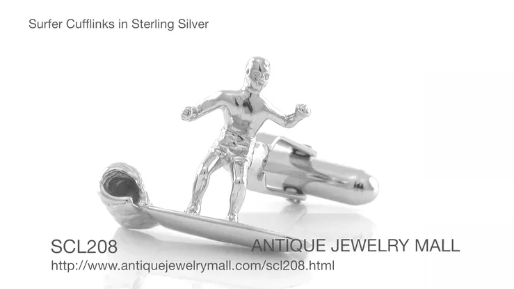 Surfer Cufflinks in Sterling Silver