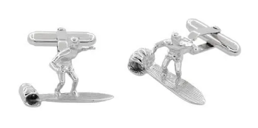 Surfer Cufflinks in Sterling Silver