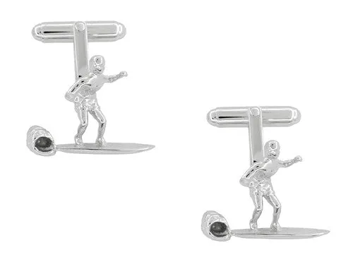 Surfer Cufflinks in Sterling Silver