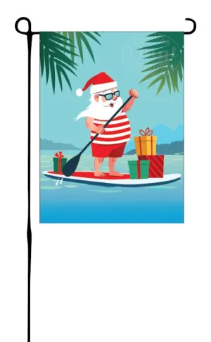 Surfing Santa Garden Flag