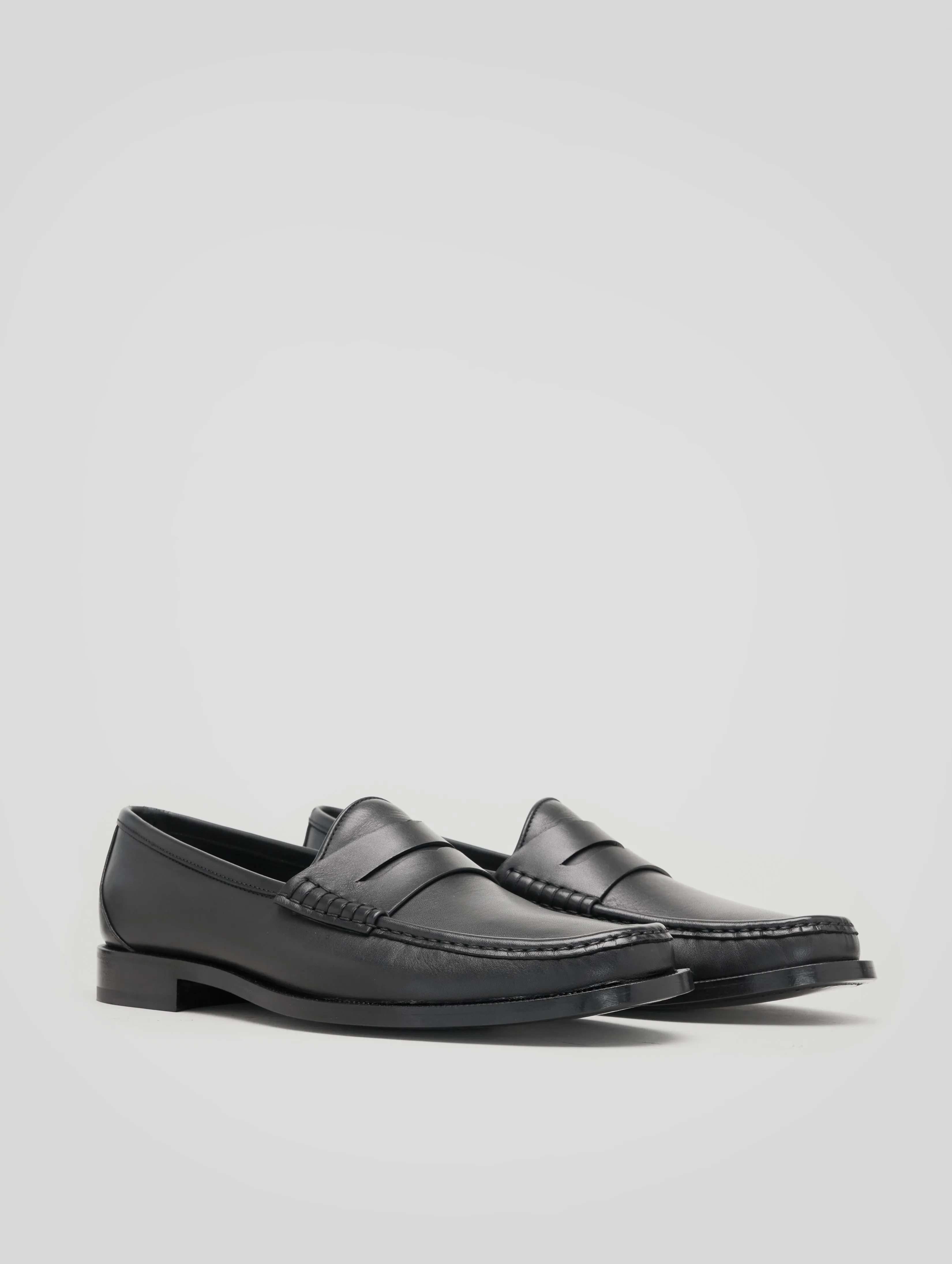 THEO PENNY LOAFER IN BLACK CALFSKIN