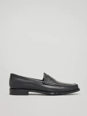 THEO PENNY LOAFER IN BLACK CALFSKIN