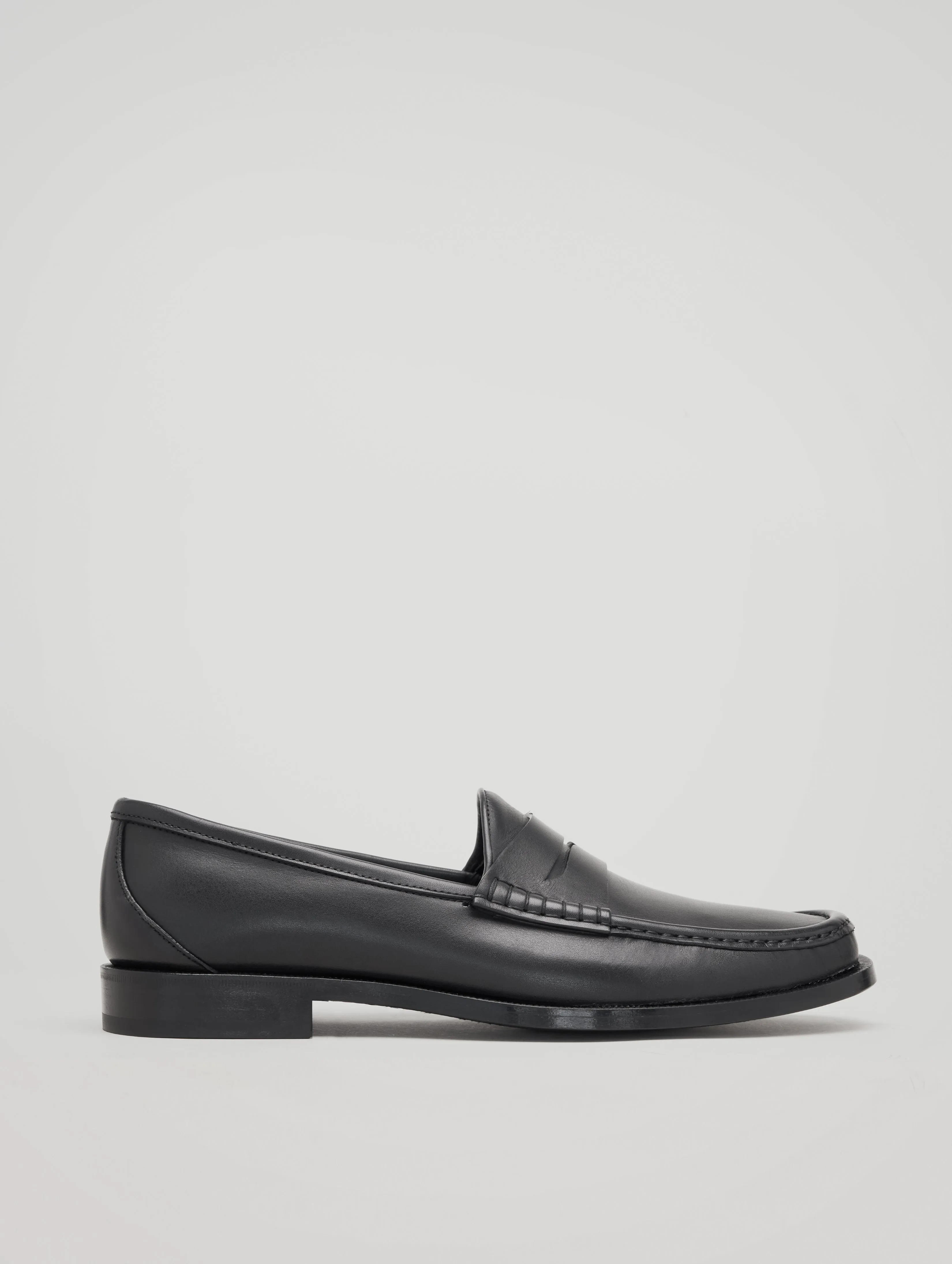 THEO PENNY LOAFER IN BLACK CALFSKIN