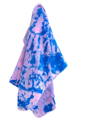 TIE DYE CHAMOIS LARGE 66cm  X 43cm- PINK WITH BLUE WASH