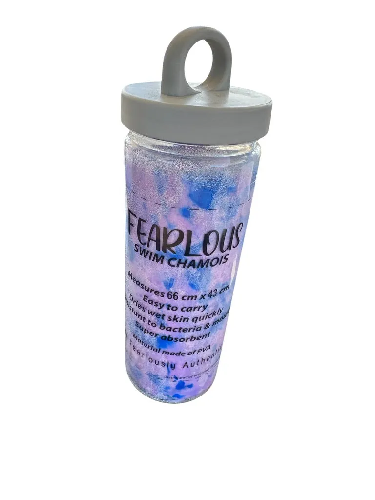 TIE DYE CHAMOIS LARGE 66cm  X 43cm- PINK WITH BLUE WASH