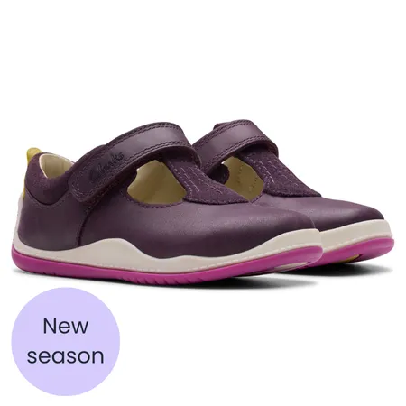 UK 4.5 Berry Noodle Bright Velcro T-Bar Walkers