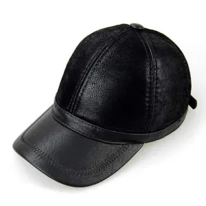 Unisex PU Leather Earflap Ear Muffs Baseball Cap Adjustable Fleece Lining Golf Windproof Outdoor Hat