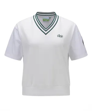 Vice Golf Atelier Women Woven Mixed Crop T-Shirt - White