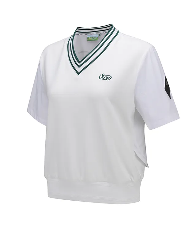 Vice Golf Atelier Women Woven Mixed Crop T-Shirt - White