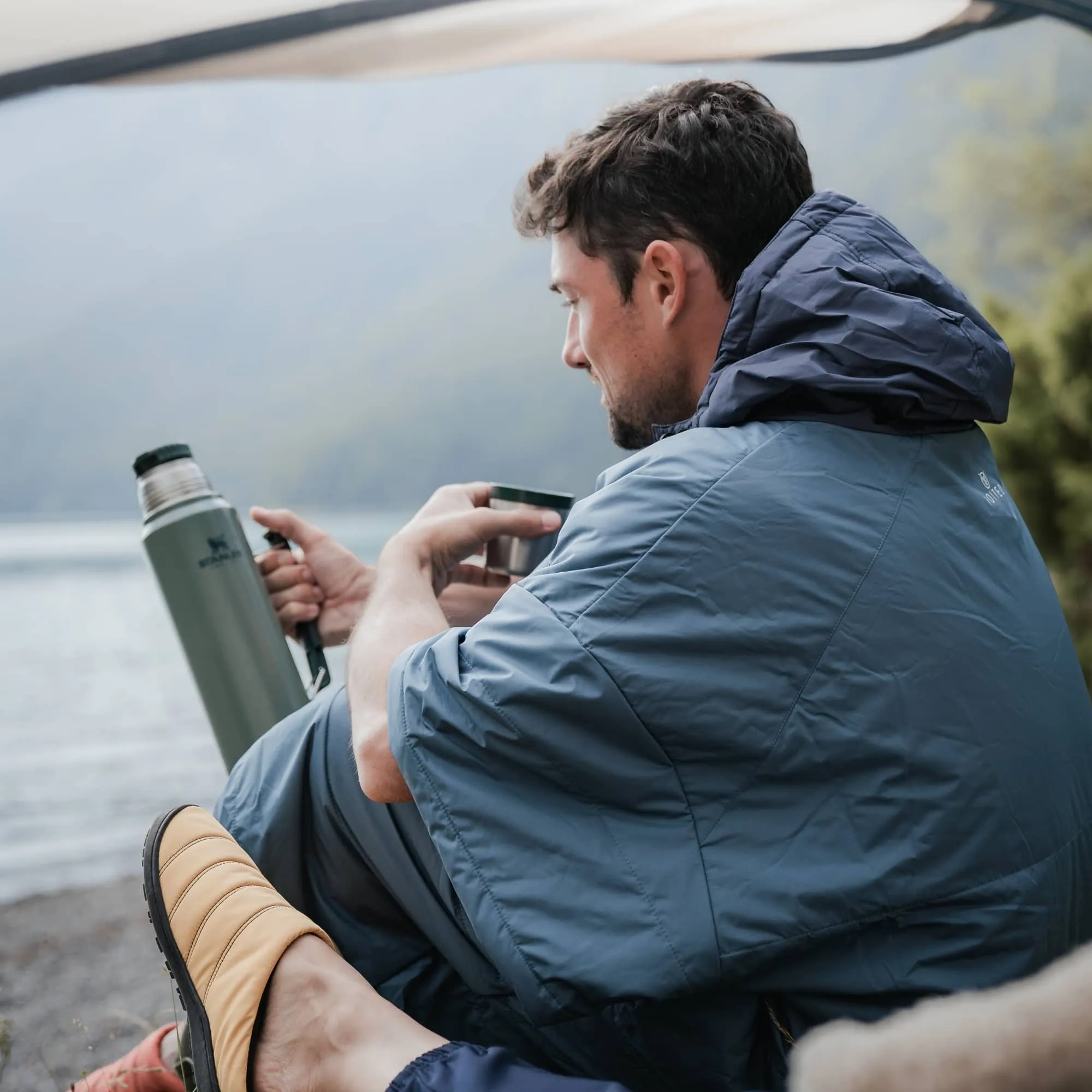 VOITED Original Outdoor Poncho for Surfing, Camping, Vanlife & Wild Swimming  - Marsh Grey / Graphite