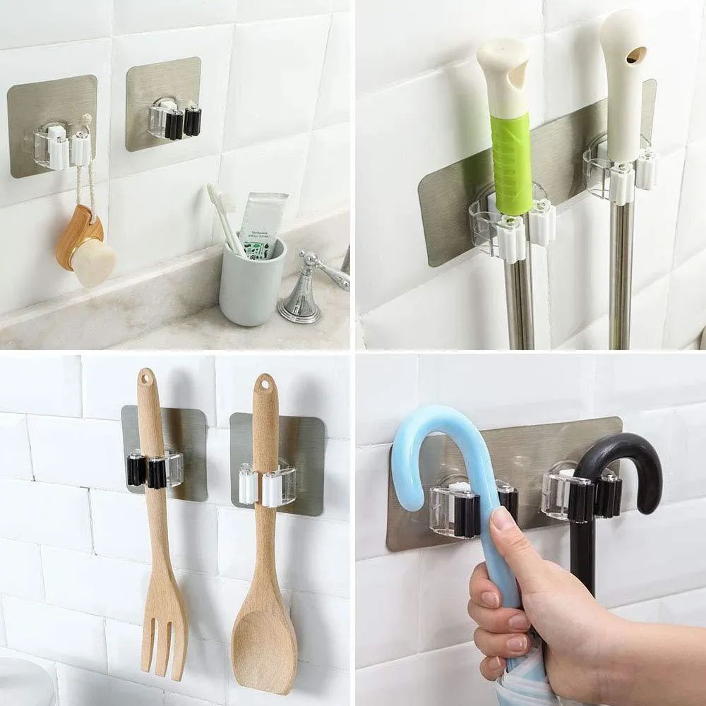 Yotako Broom mop Holder,8 Pcs Mop and Broom Hanger Self Adhesive Wall Mount Storage Rack Storage and Organization for Your Home,Kitchen and Wardrobe