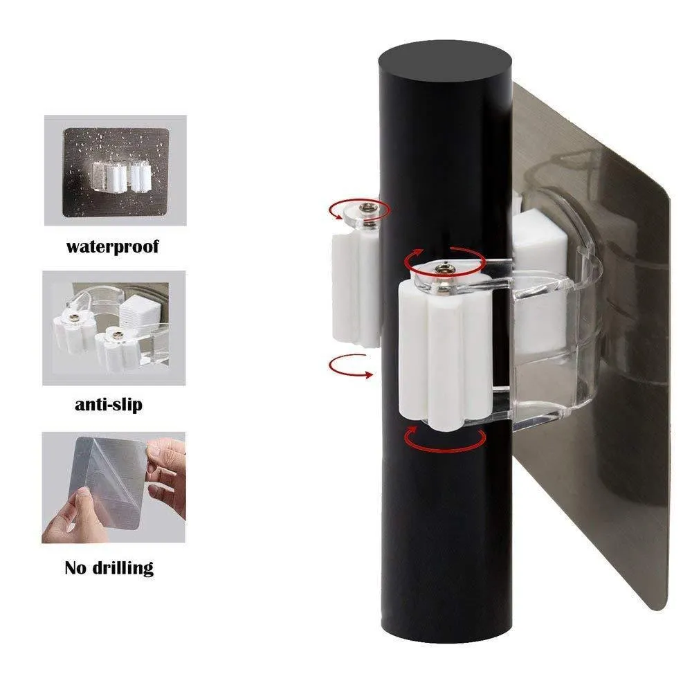 Yotako Broom mop Holder,8 Pcs Mop and Broom Hanger Self Adhesive Wall Mount Storage Rack Storage and Organization for Your Home,Kitchen and Wardrobe
