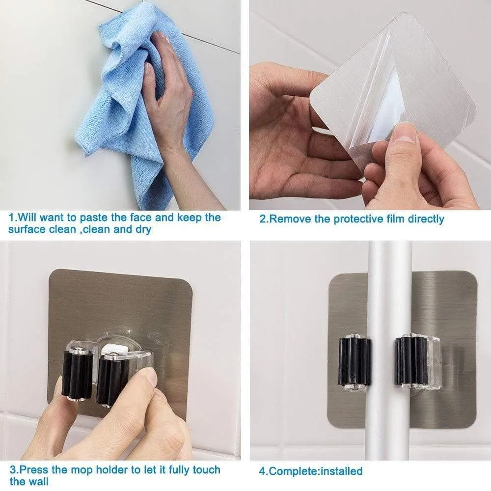 Yotako Broom mop Holder,8 Pcs Mop and Broom Hanger Self Adhesive Wall Mount Storage Rack Storage and Organization for Your Home,Kitchen and Wardrobe